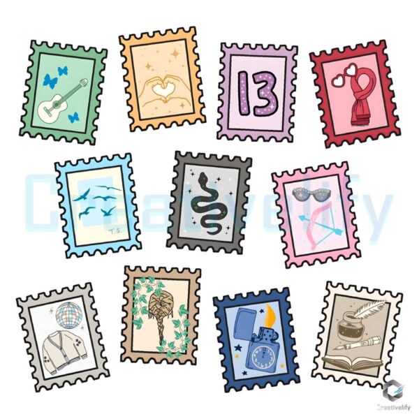 Taylor Swift Music Album Stamps PNG File