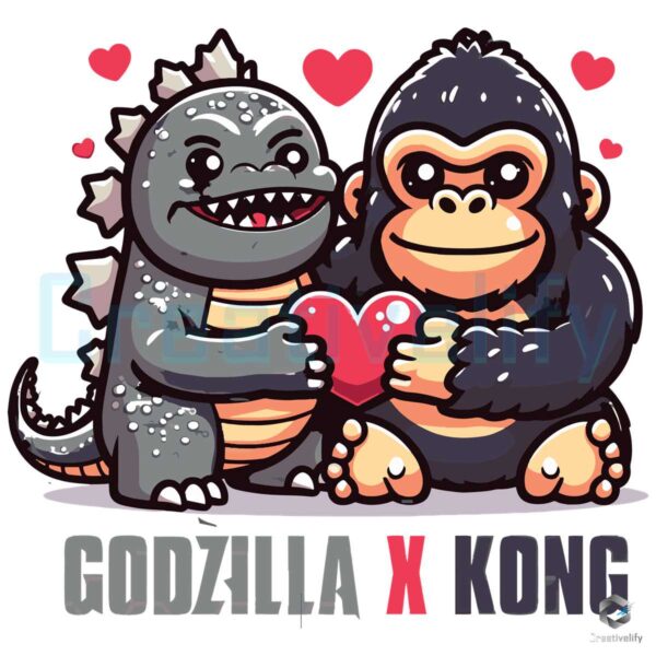 Godzilla x Kong Love Heart SVG File Design