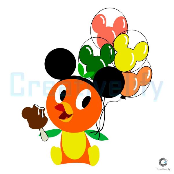 Orange Bird Balloons With Mickey Hat SVG