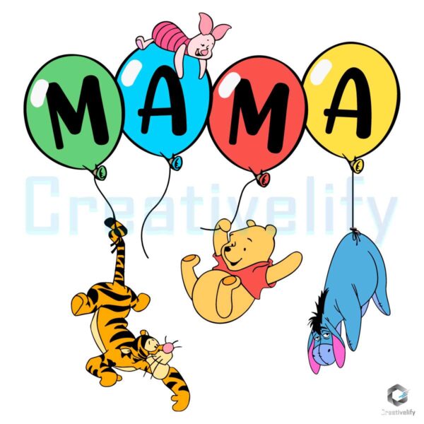 Disney Mama Winnie The Pooh Balloons SVG