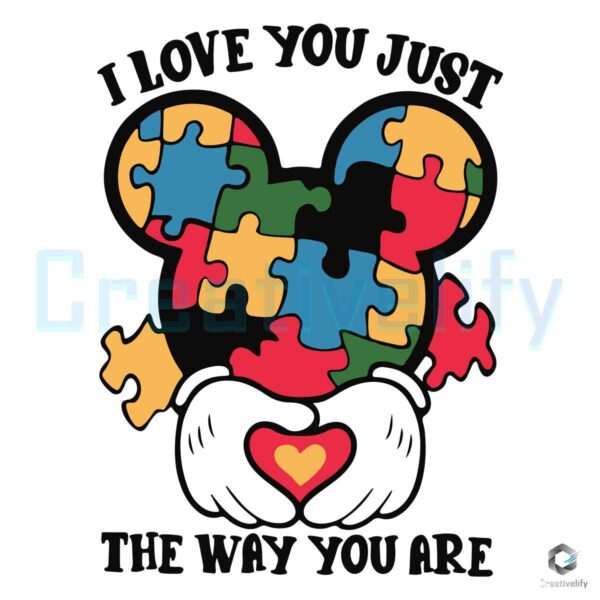I Love You Just Heart Mickey Austim SVG