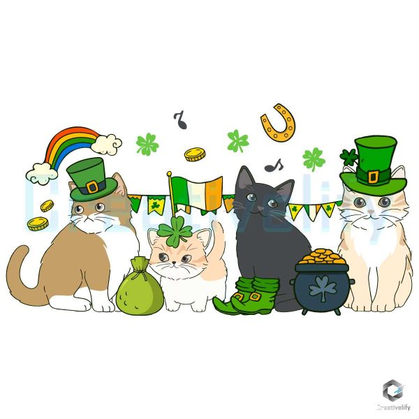 Cute St Patricks Cats Lucky Day PNG Digital
