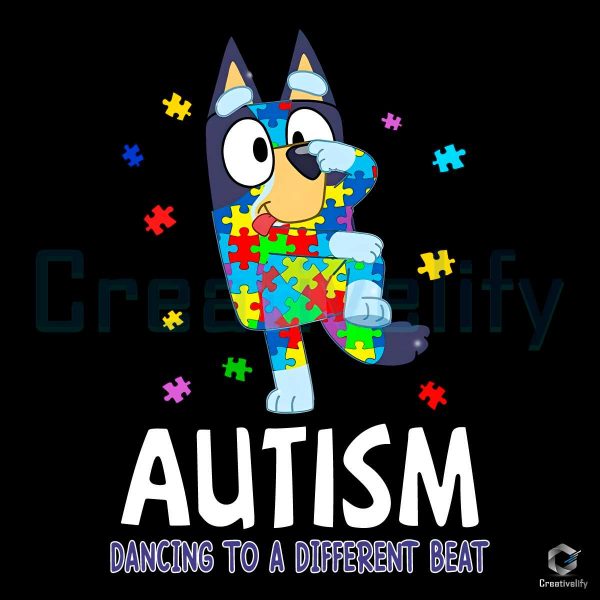 Bluey Autism Dancing To A Different Beat PNG