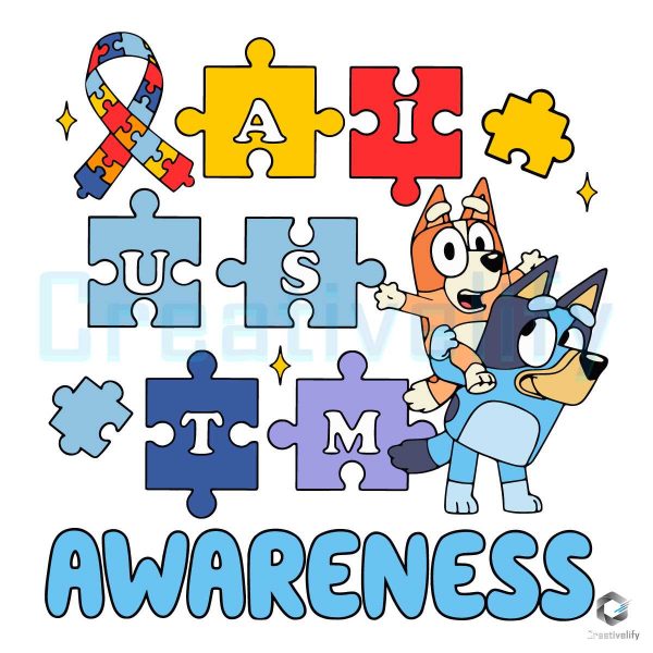Retro Bluey Bingo Autism Awareness SVG