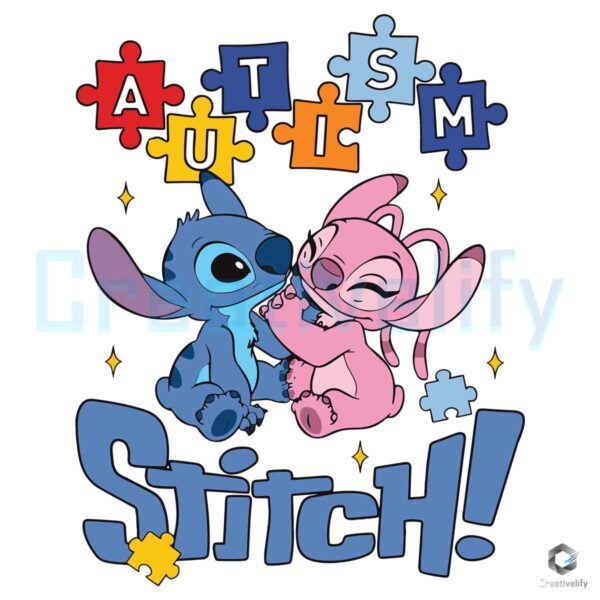 Stitch And Angel Autism Awareness SVG