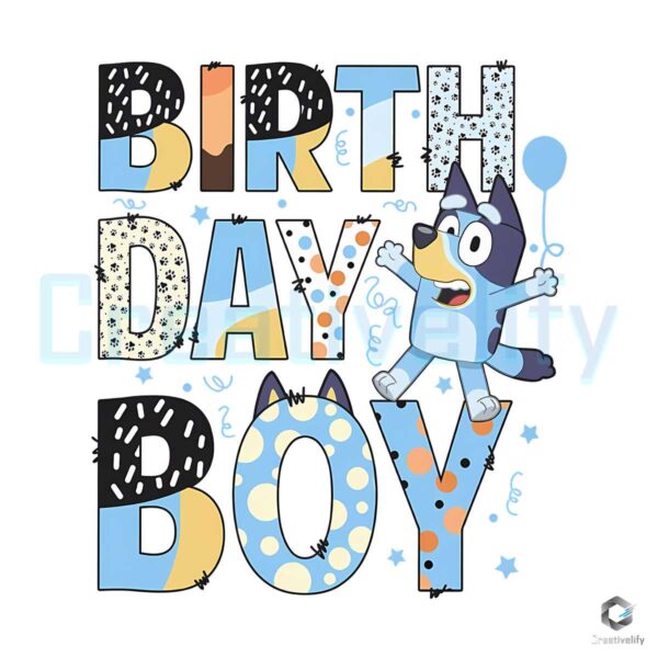 Happy Birthday Boy Bluey Party PNG File