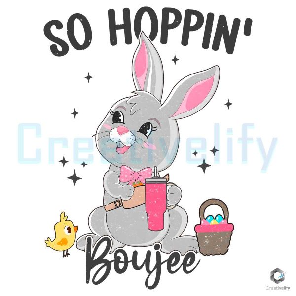 Groovy So Hoppin Boujee Easter Bunny PNG
