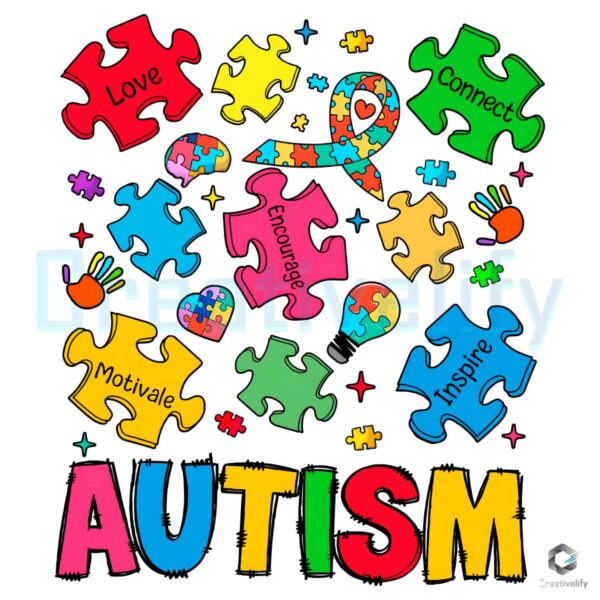 Autism Love Connect Puzzle Pieces PNG