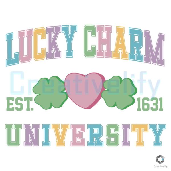 Lucky Charm University Clover Heart SVG File