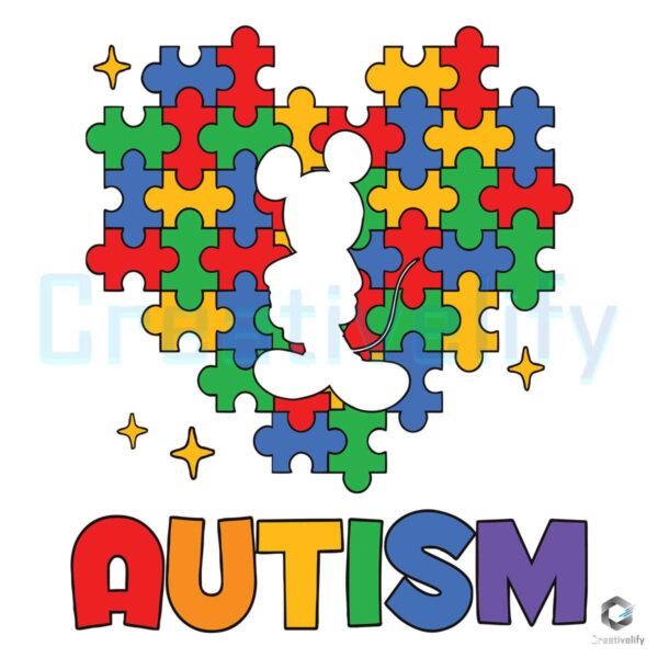 Autism Mickey Awareness Heart SVG File