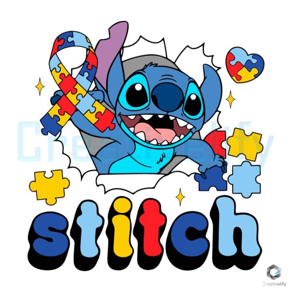 Stitch Disney Autism Awareness Ribbon SVG