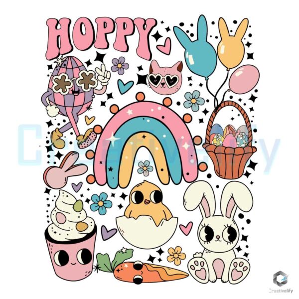 Hoppy Easter Doodles Bunny Rainbow Egg SVG