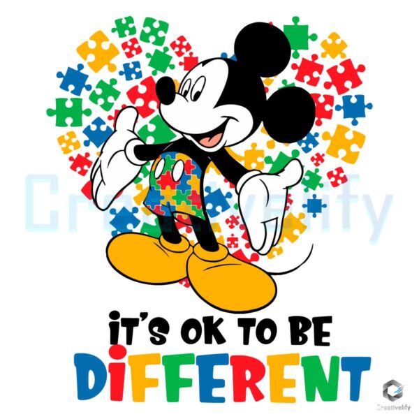 Mickey Autism Its Ok To Be Different SVG