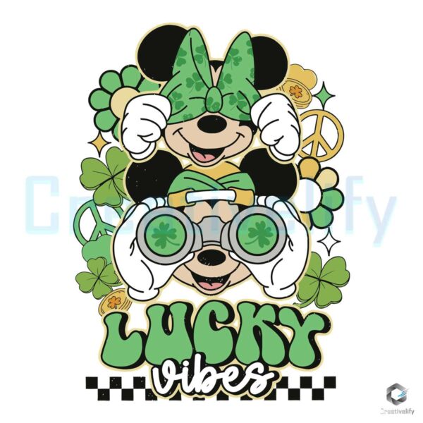 Mickey Minnie Patrick Day Lucky Vibes SVG