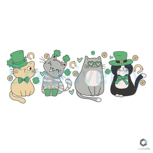 Lucky Cats Shamrock Patricks Day SVG File