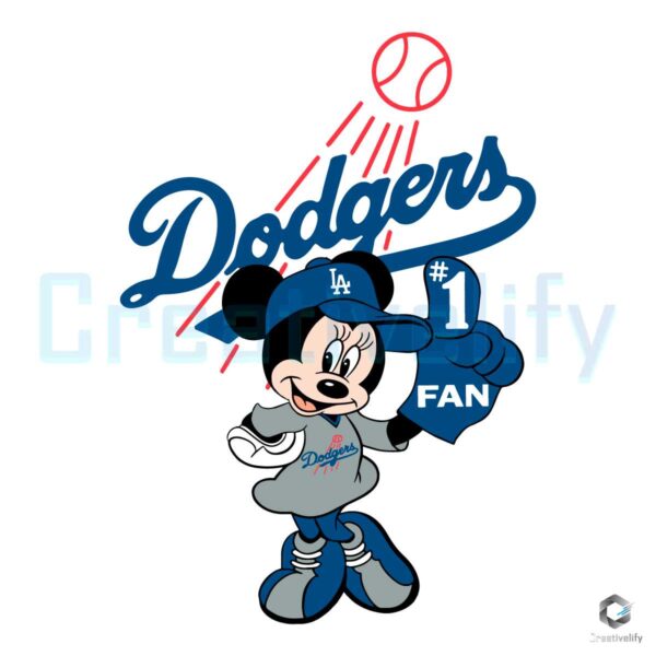 Minnie Mouse LA Dodgers Fan Baseball SVG