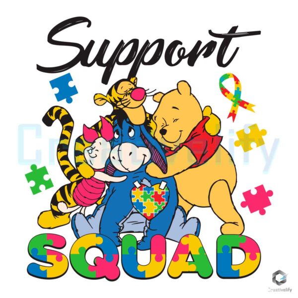 Autism Support Squad Pooh And Friends SVG