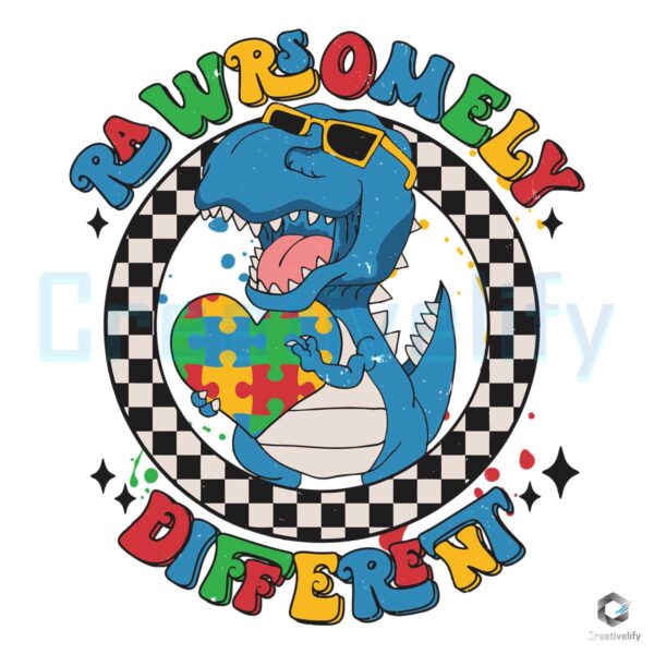 Rawrsomely Different Autism Dinosaur SVG
