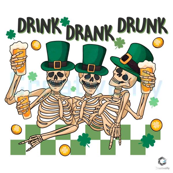 Drink Drank Drunk Skeleton Irish Party PNG