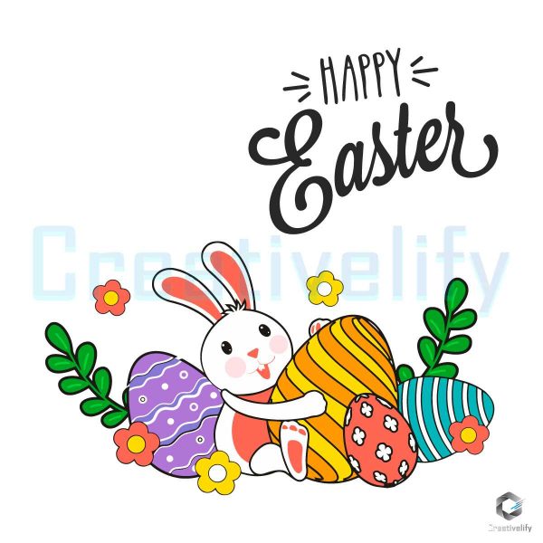 Groovy Happy Easter Day Bunny Eggs SVG File