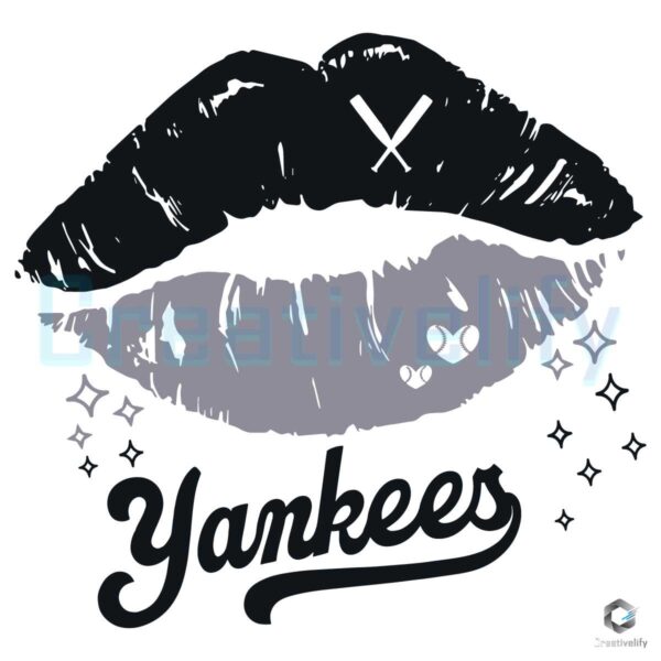Yankees Baseball Team Lips SVG File