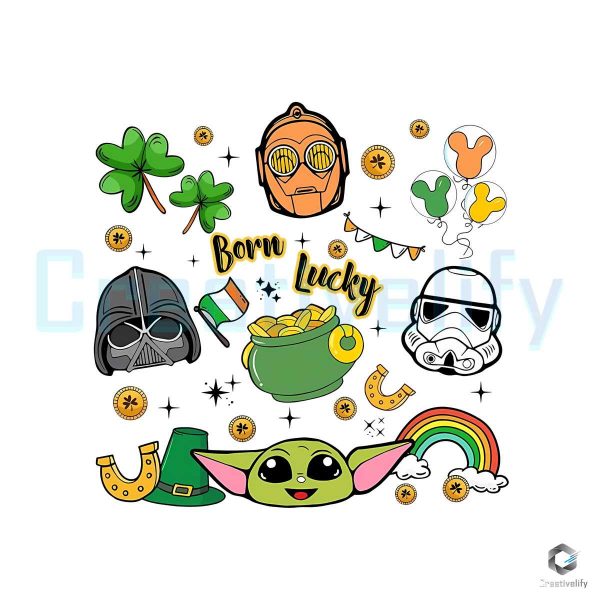 Born Lucky Star Wars Saint Patrick Day PNG