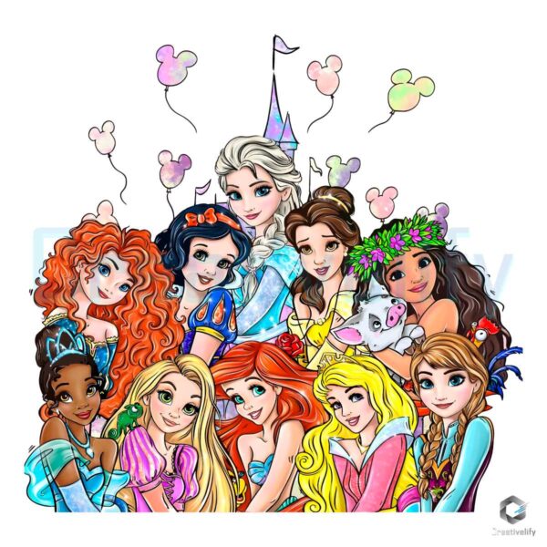 Disney Princess Castle Balloons PNG File