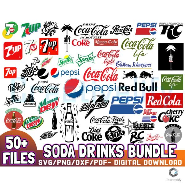 50 Design Soda Drinks SVG File Bundle