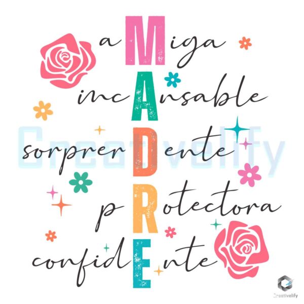 Floral Madre Spanish Mothers Day SVG File