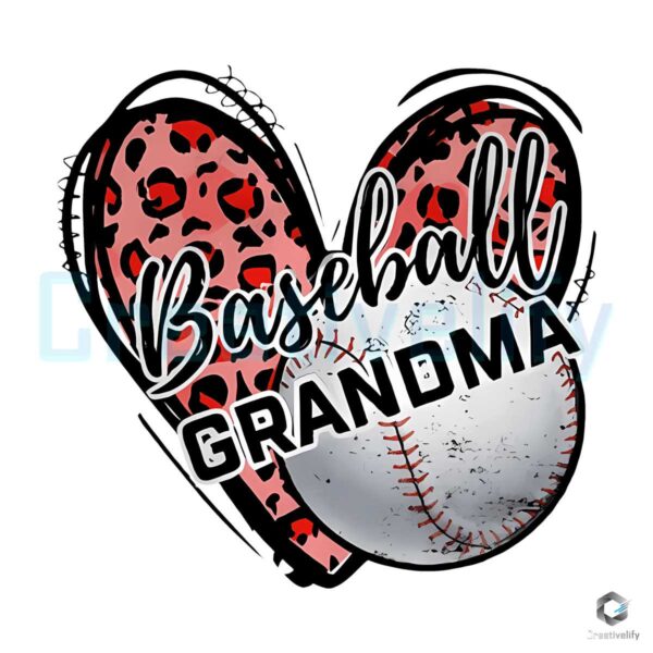 Baseball Grandma Heart PNG File Digital