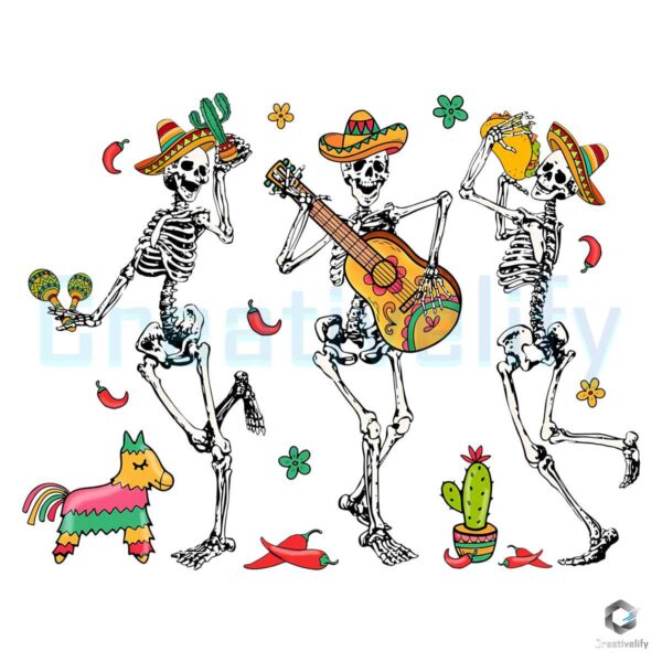 Dabbing Cinco De Mayo Party Skeleton PNG