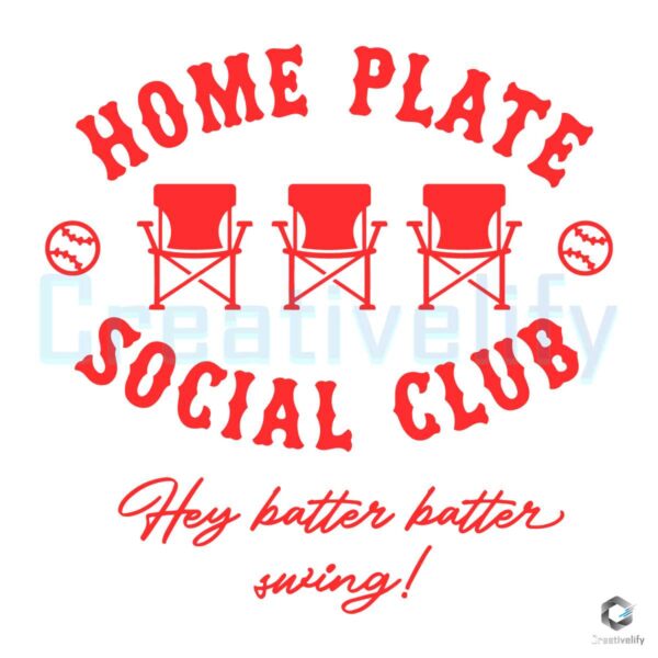 Home Plate Social Club Baseball SVG File