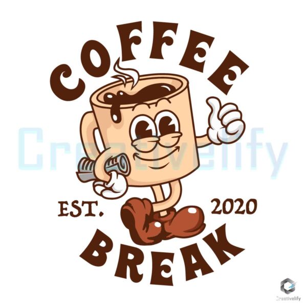 Coffee Break Est 2020 Cartoon Logo SVG File