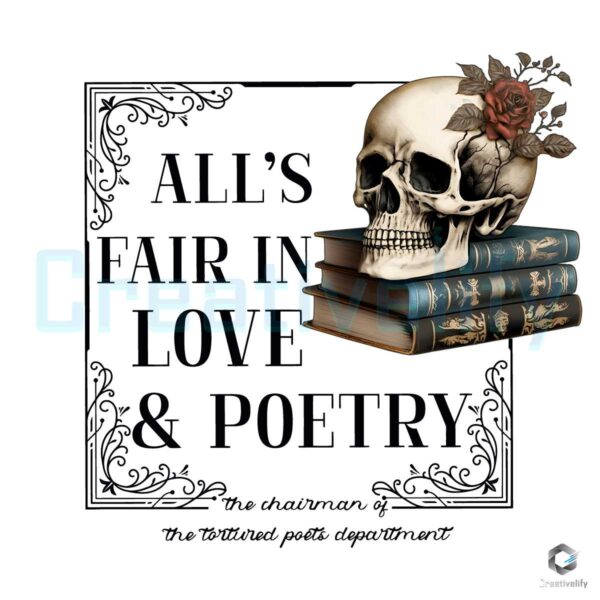 Alls Fair In Love And Poetry Skull Taylor PNG