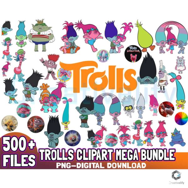 500 Files Trolls Clipart Mega Bundle