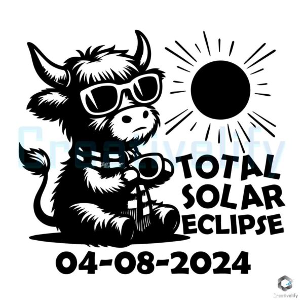 Total Solar Eclipse Highland Cow SVG