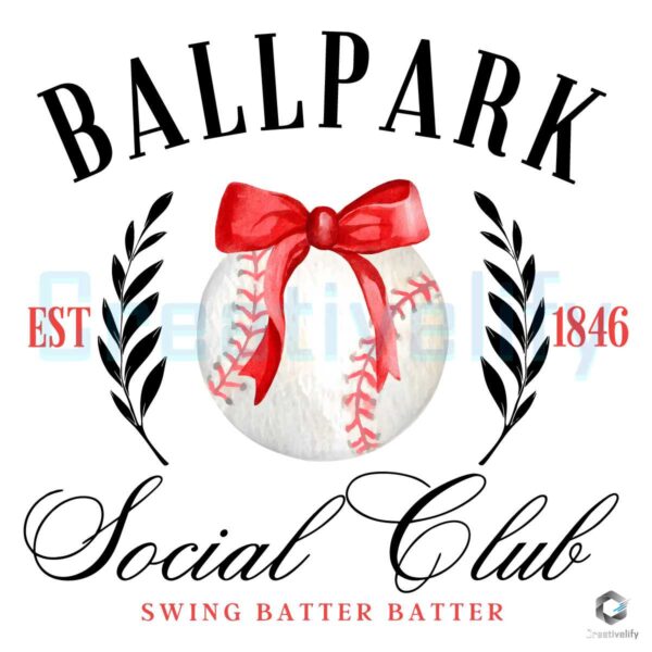 Ballpark Social Club Est 1846 Baseball PNG