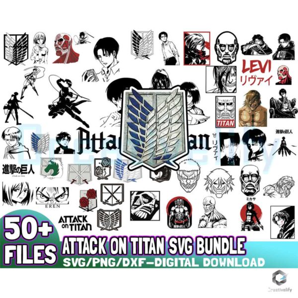 50 Files Attack On Titan Anime SVG Bundle