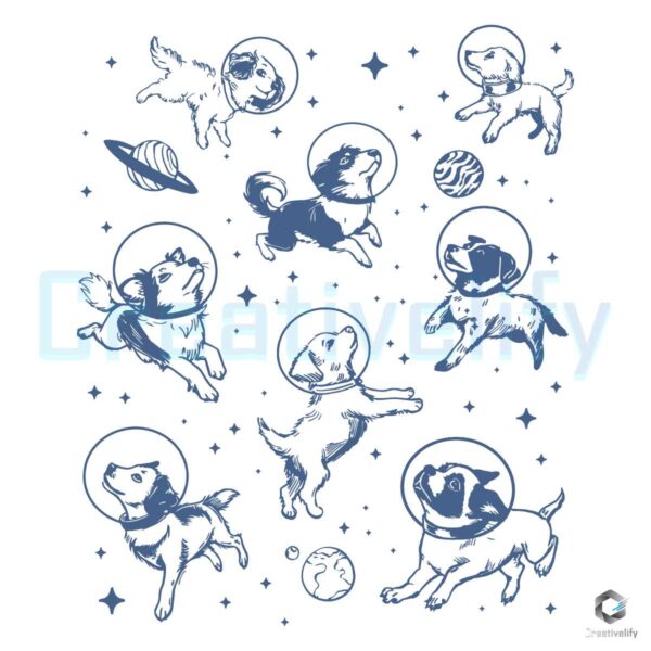 Dogs In Space Funny Galaxy SVG File Design
