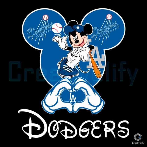 Mickey Loves Los Angeles Dodgers Heart SVG