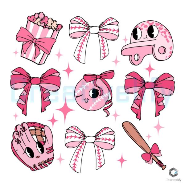 Pink Baseball Mom Era Tie Bow SVG File