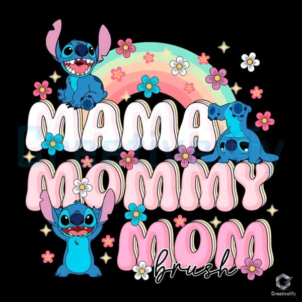 Stitch Mama Mommy Mom Bruh Rainbow PNG