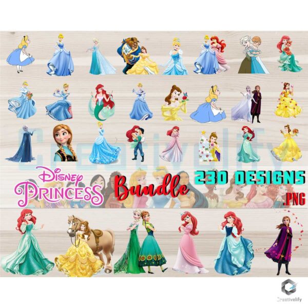 230 Files Disney Princess PNG Bundle