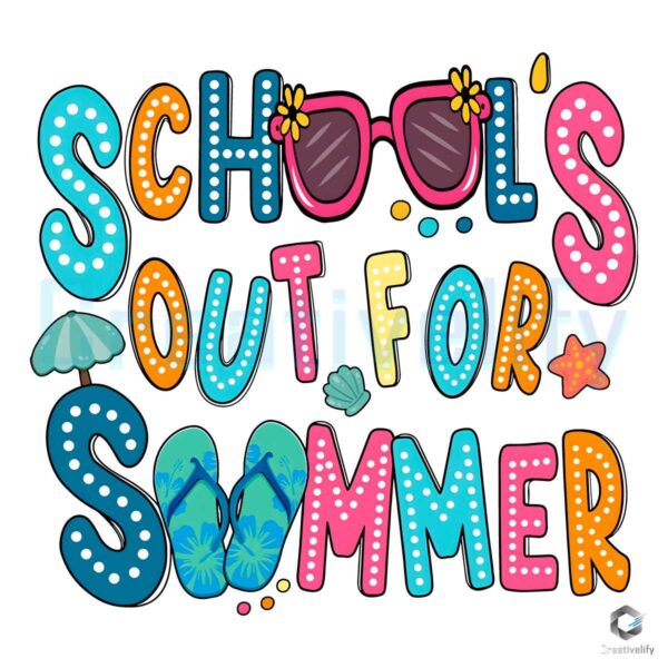 Schools Out For Summer Beach Vibes PNG File