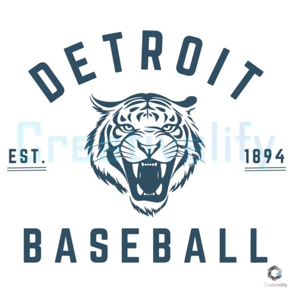 Detroit Tiger Baseball Est 1894 Logo SVG