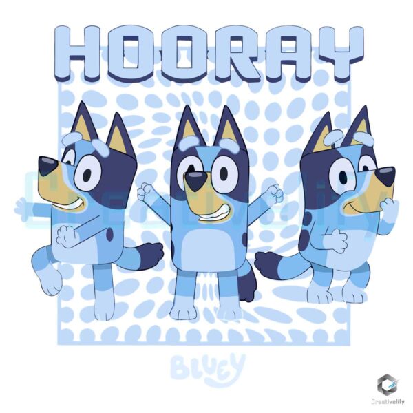 Hooray Bluey Cartoon PNG File Design