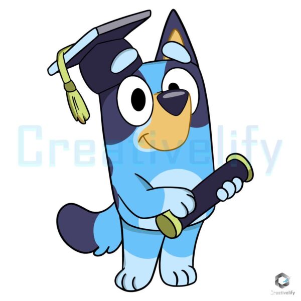 Bluey Dog Cartoon Graduation SVG File Digital
