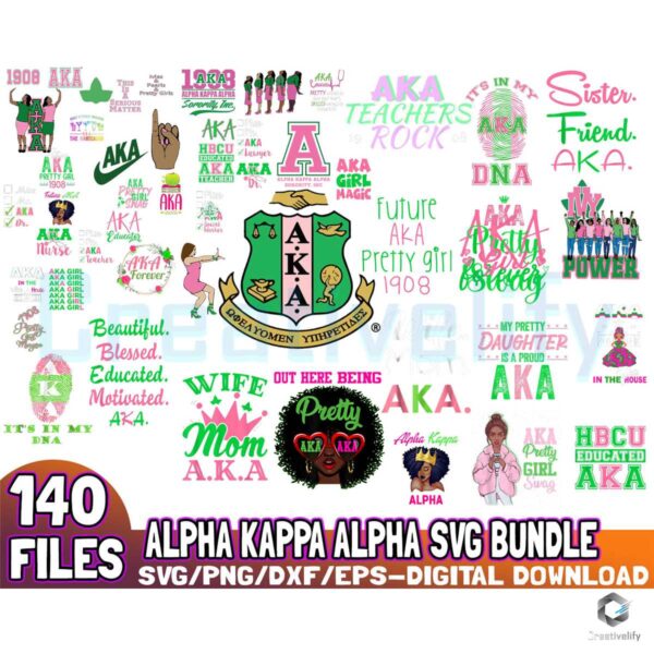 140 Files Alpha Kappa Alpha SVG Bundle