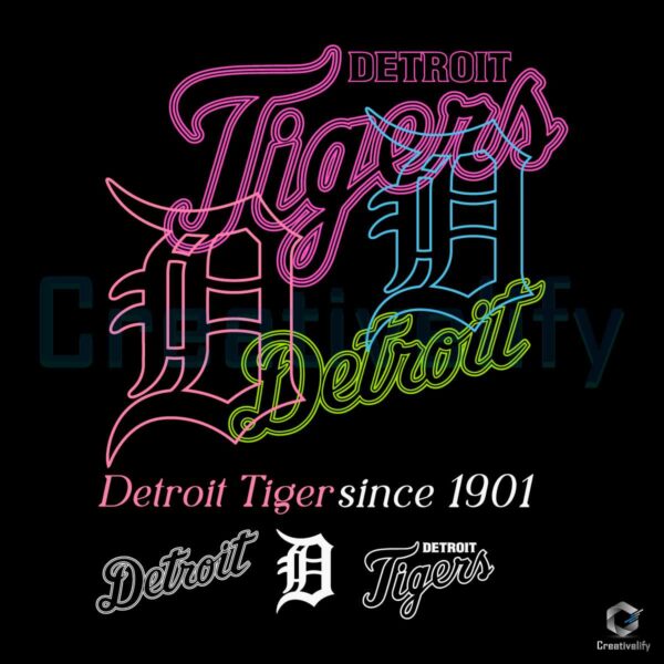 Detroit Tigers Baseball Team Since 1901 SVG