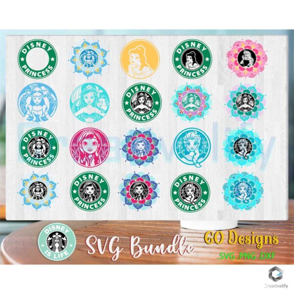 60 Files Disney Starbucks SVG Bundle